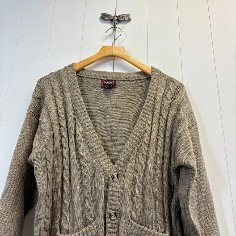 Vintage Cambridge Classics Grandacore Cable Knit Cardigan Mens Size M Academia